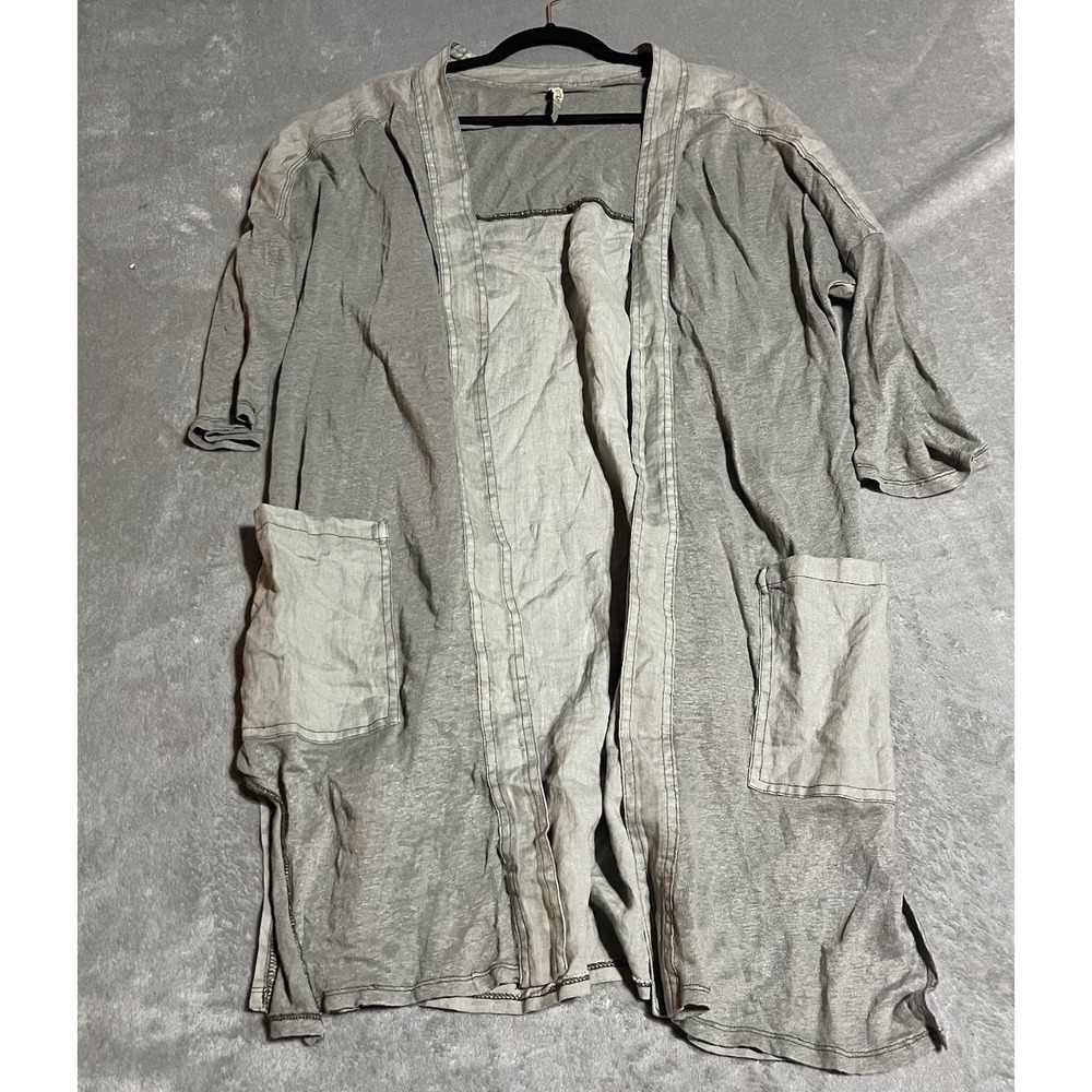 XCVI Linen Cardigan Duster Womens Small Open Front Pockets‎ Lagenlook